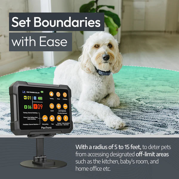 PawTronic Hybrid Series Wireless Dog Fence - Indoor and Outdoor Dog Fence Collar