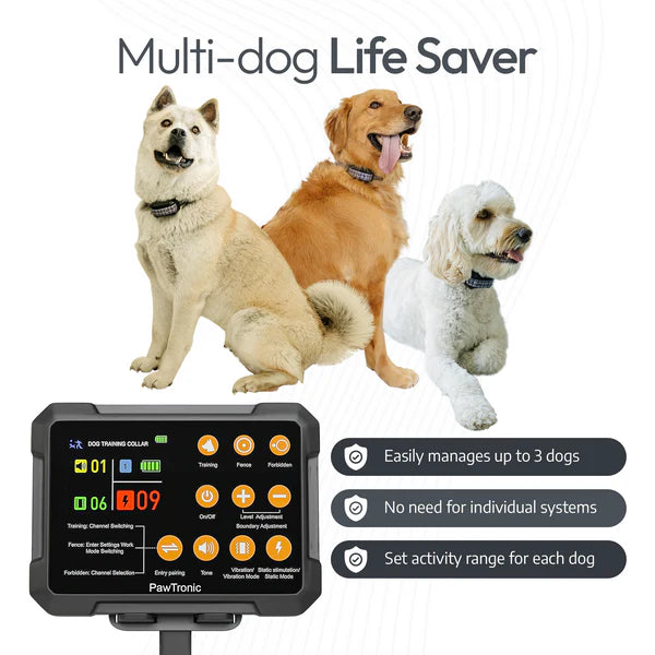 PawTronic Hybrid Series Wireless Dog Fence - Indoor and Outdoor Dog Fence Collar